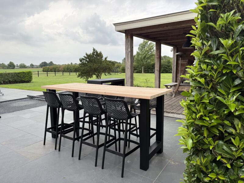 Bartafel Hans Douglas 240cmx90cm H poot Barkruk Senna zwart 8 personen 66