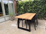 Tuintafel Douglas Grassland beige 200x90cm Trapezium Tuinstoel Ava zwart 4 personen