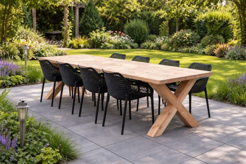 Tuintafel Xavier | Buitentafel | X Poten Hout | Douglas Hout