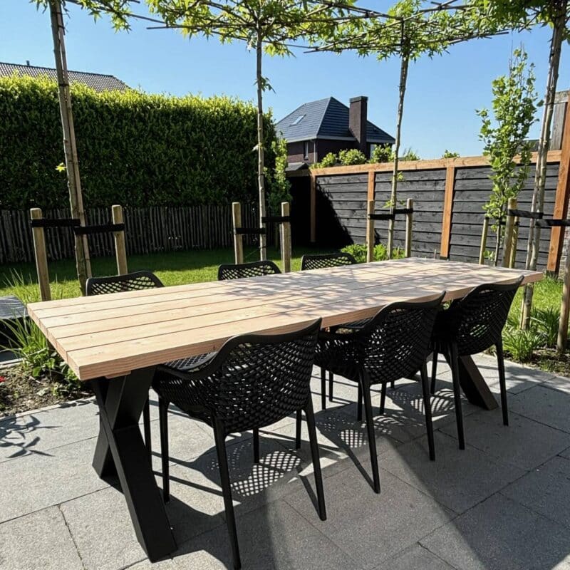 Tuinset 6 personen | 240cm | X Poten | Senna Zwart Stoelen