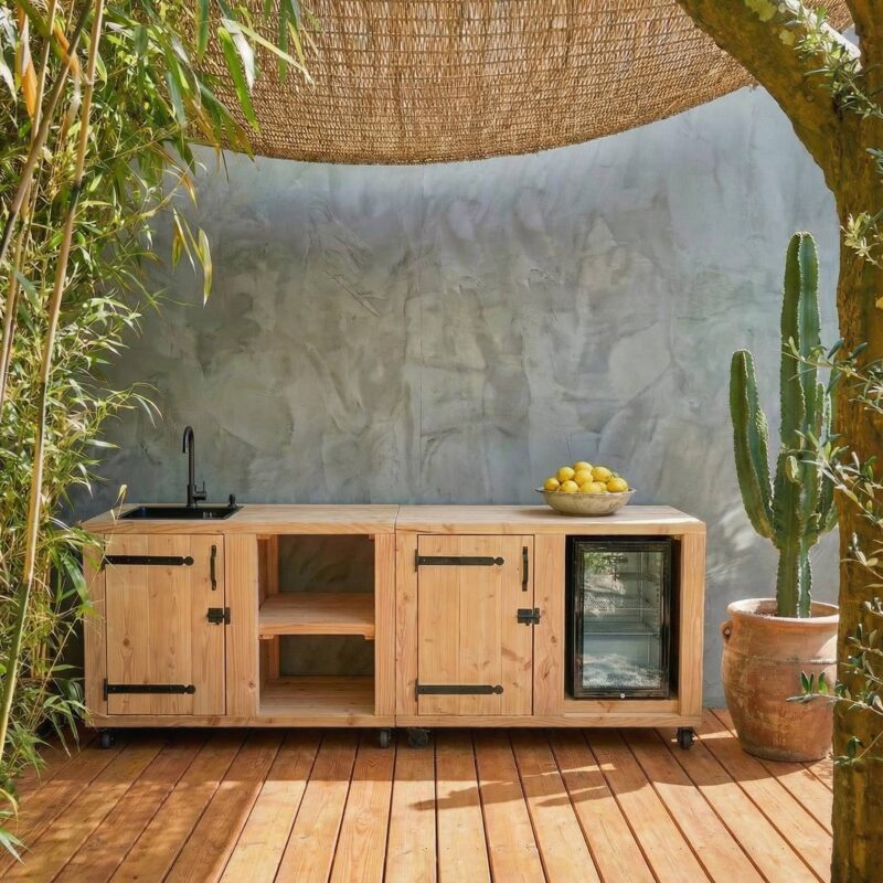 Buitenkeuken compleet met spoelbak en tegel