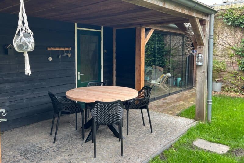 Tuinset 4 personen | Rond | Stalen poten | Douglas hout