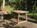Tuintafel met houten poten Trapezium Senna groen