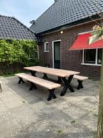 Tuintafel Douglas met bankjes X poot 300cm