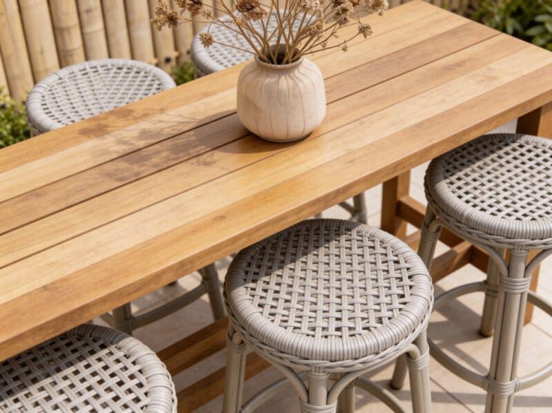 Bartafel Haven Iroko houten poten