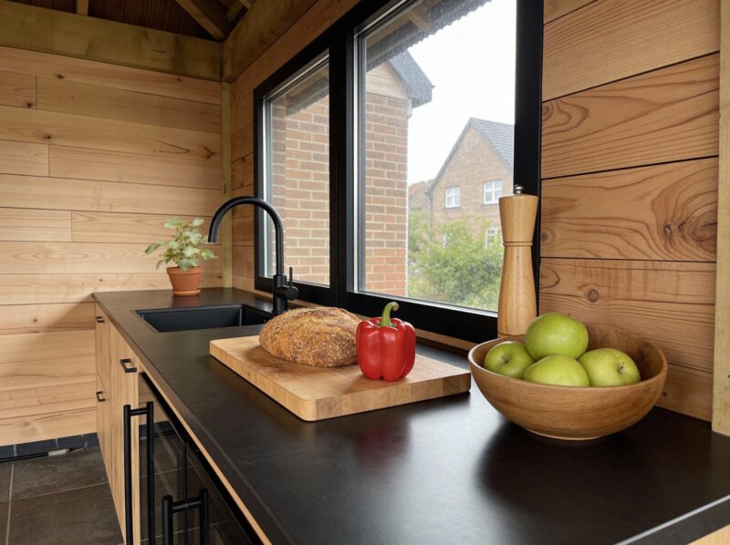 Buitenkeuken Boise Eiken met koelkast wasbak en wijnkoelkast_