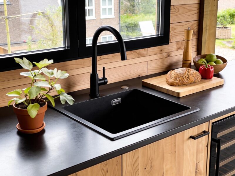 Buitenkeuken Boise Eiken met koelkast wasbak en wijnkoelkast_