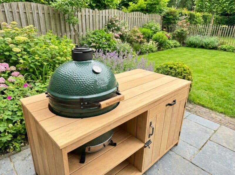 Buitenkeuken Hardhout Iroko Savannah voor een kamado met kastruimte