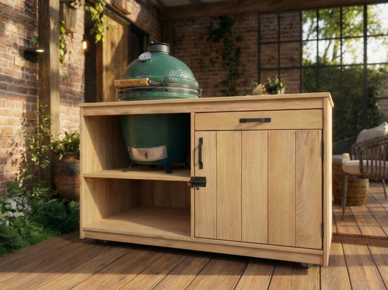 Buitenkeuken Hardhout Iroko Savannah voor een kamado met kastruimte en lade