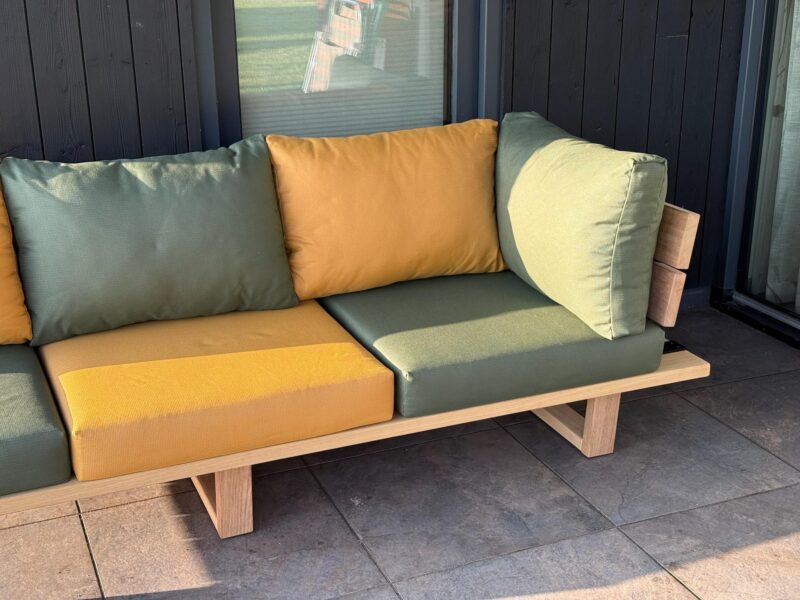 Tuininrichting Loungebank met leuning inspiratie groen en geel Luna