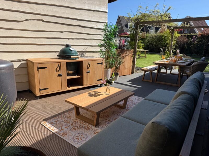 Bbq tafel hardhout Iroko Chicago